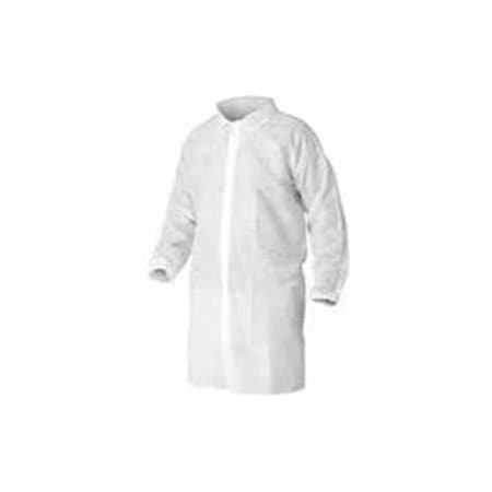 Keystone Safety HD Polypropylene Lab Coat, No Pockets, Elastic Wrists, Snap Front, Single Collar, White, S, 30/Case LC0-WE-NW-HD-SM